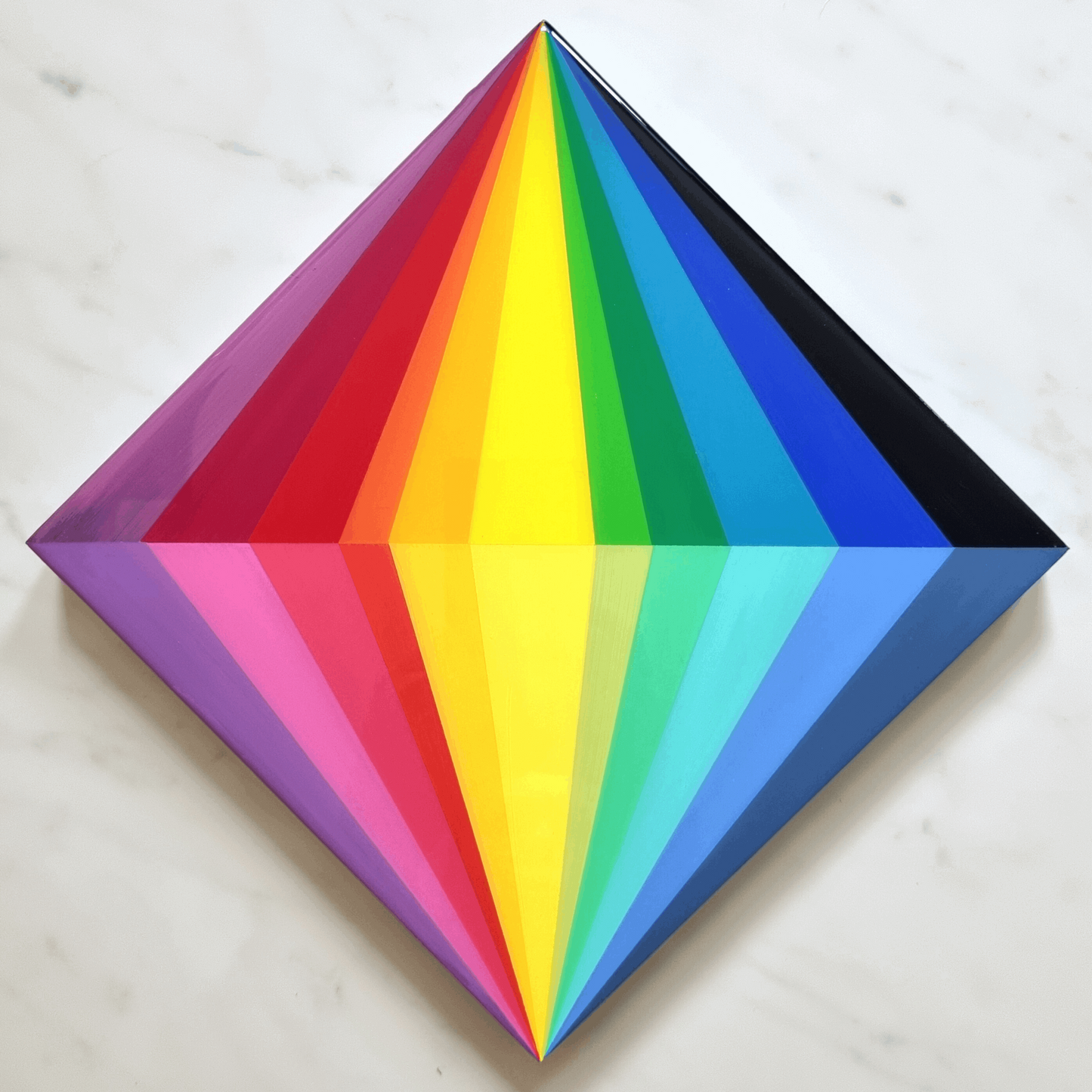 Findling "Rainbow Diamond", handgemachtes Wandobjekt, 20x20 cm