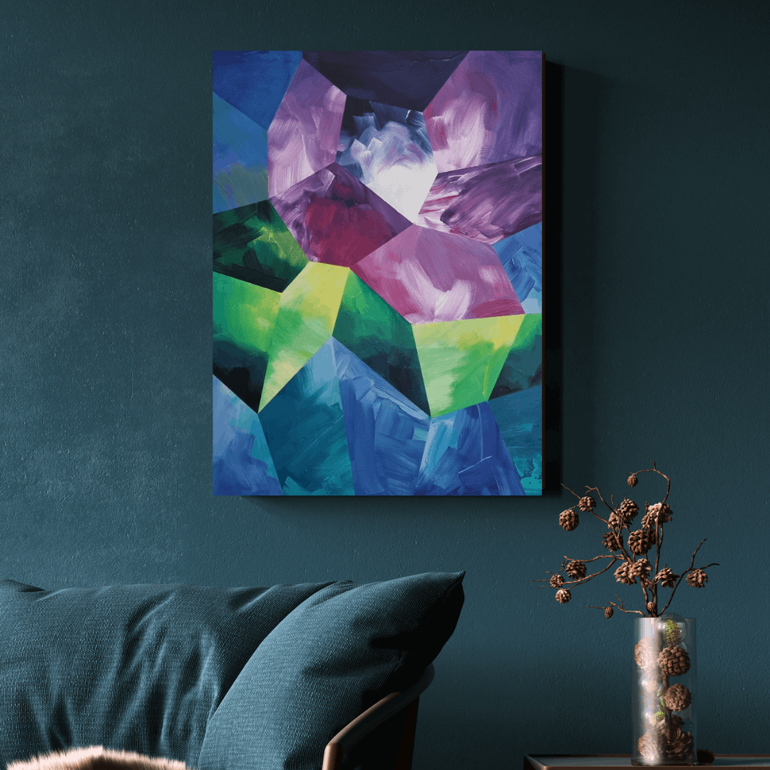 "Midnight Magnolia", Acrylbild mit Schattenfugenrahmen