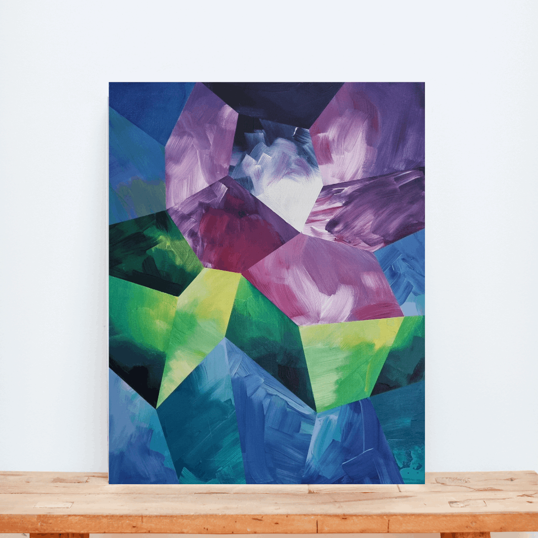 "Midnight Magnolia", Acrylbild mit Schattenfugenrahmen