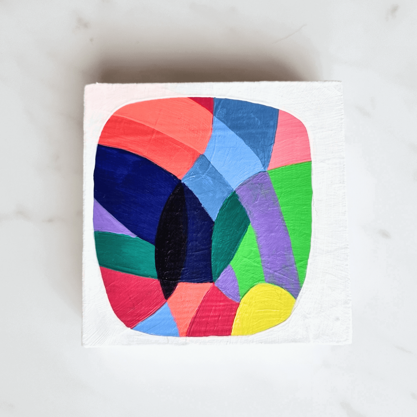 "Testbild 1, 2 & 3" - Drei Farbenfrohe Wandobjekte, 10x10cm