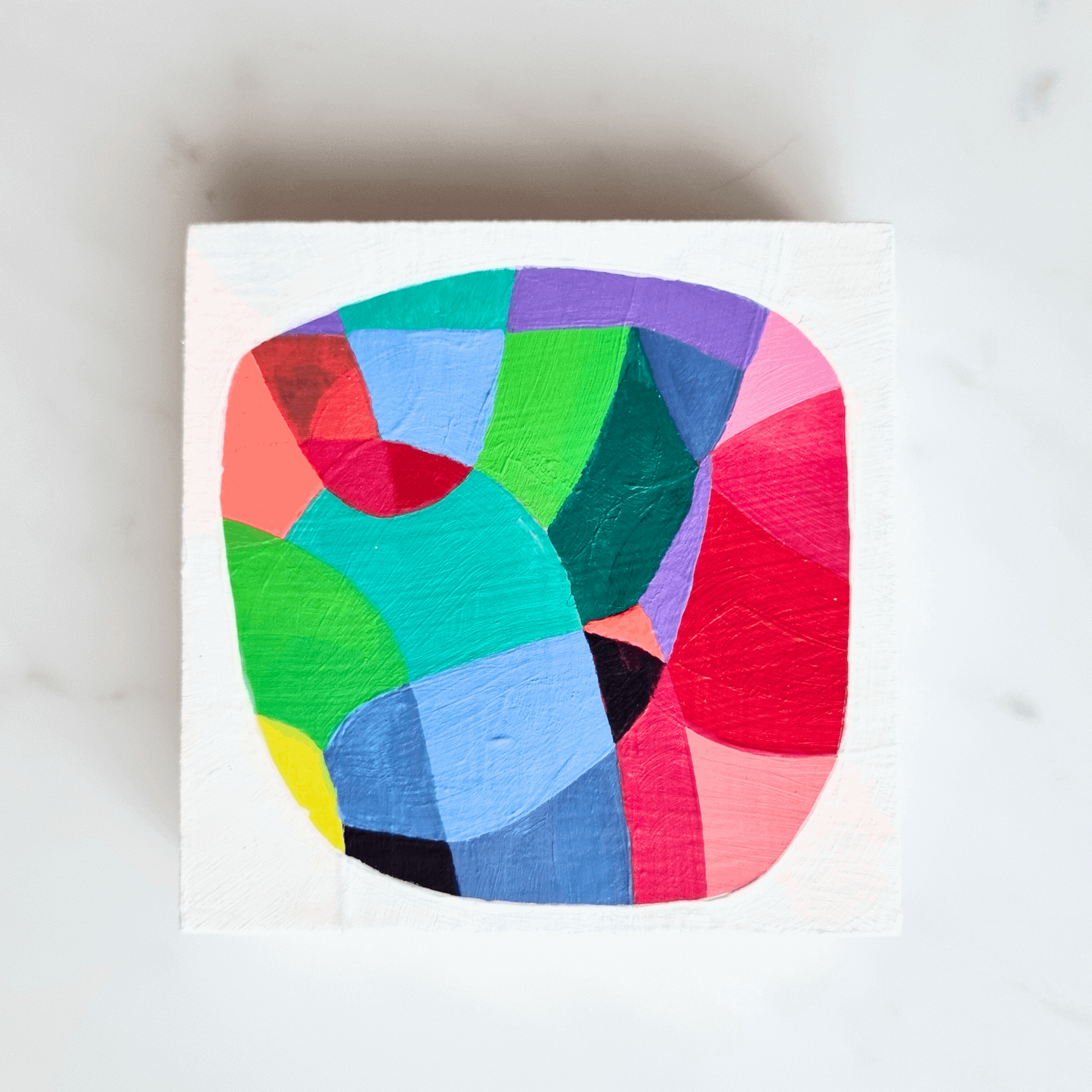 "Testbild 1, 2 & 3" - Drei Farbenfrohe Wandobjekte, 10x10cm