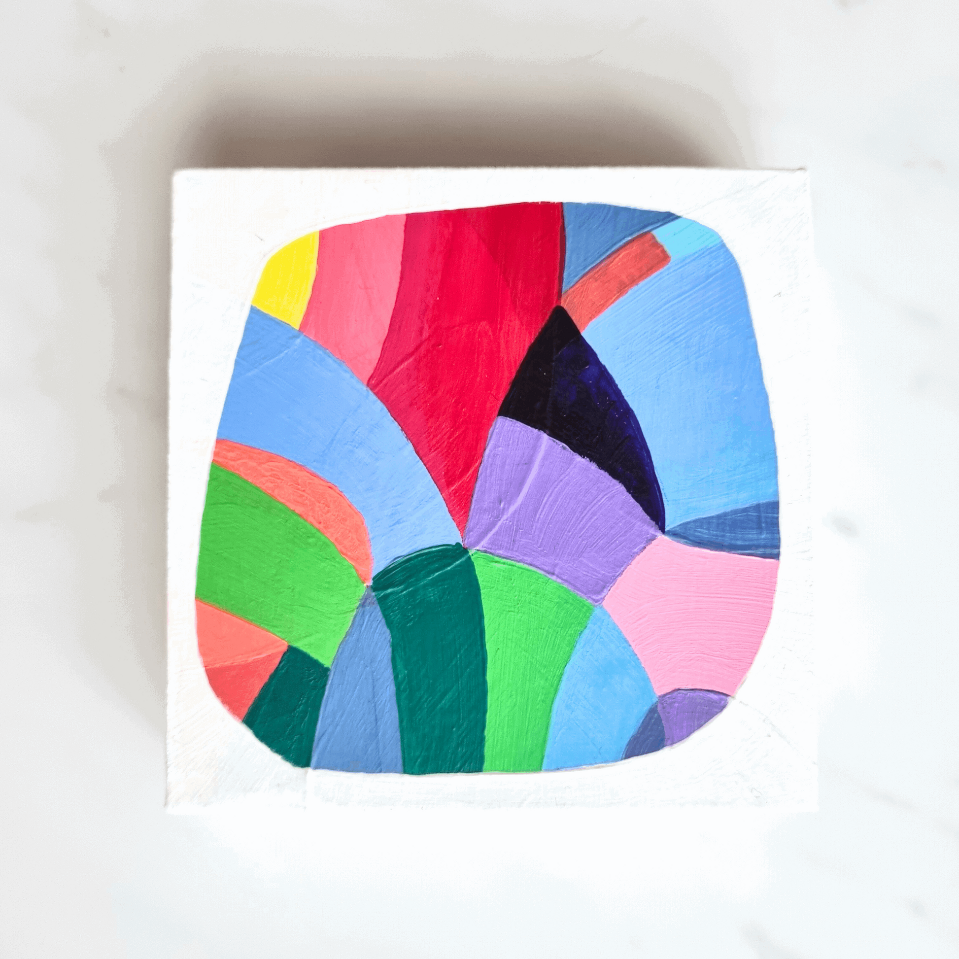 "Testbild 1, 2 & 3" - Drei Farbenfrohe Wandobjekte, 10x10cm