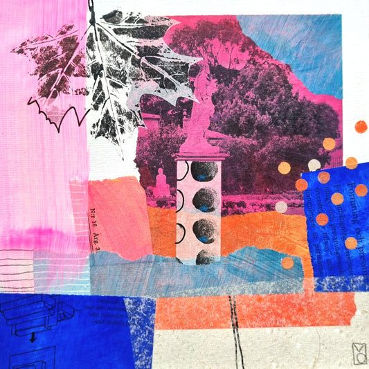 Mixed Media Collage "Die Aussicht von oben war auch nicht viel besser"