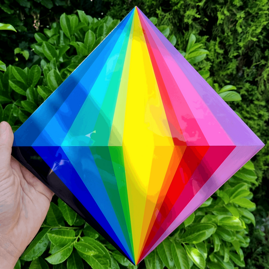 Findling "Rainbow Diamond", handgemachtes Wandobjekt, 20x20 cm